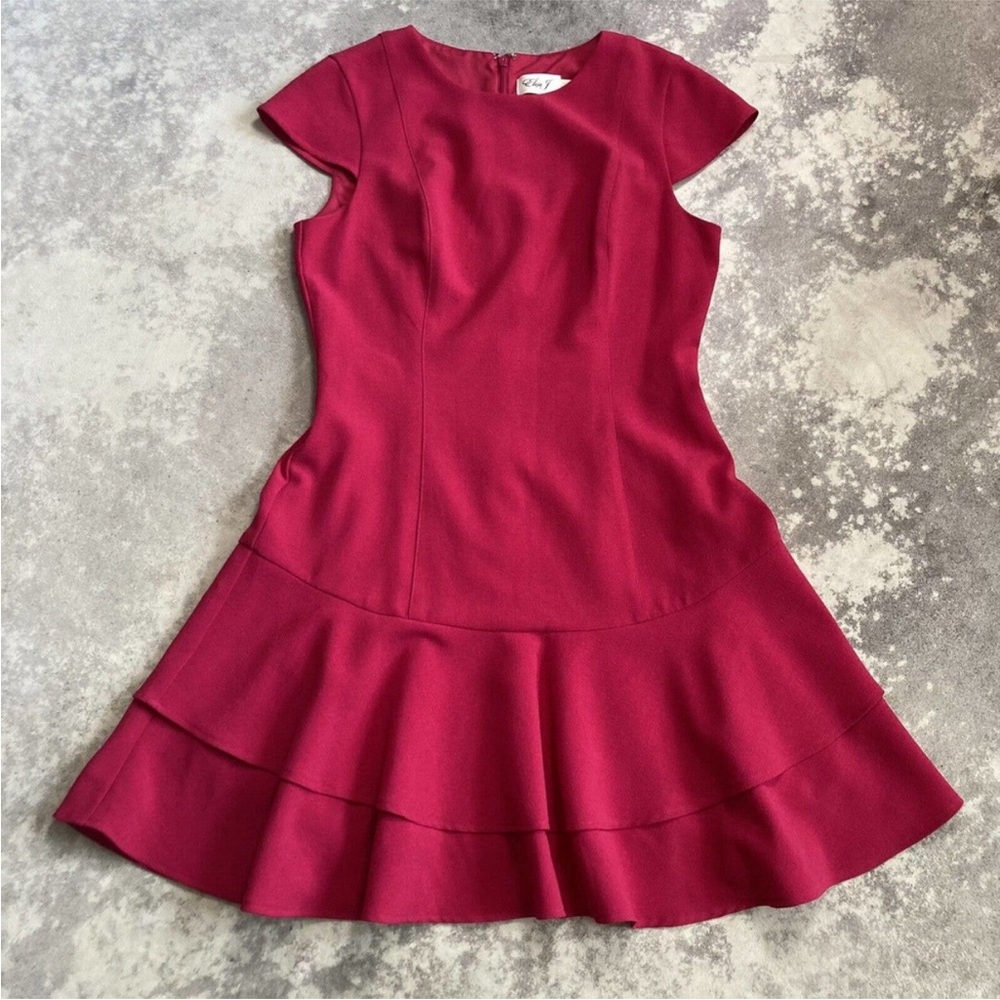 Eliza J Womens Sheath Dress Fuschia Pink Crepe Stretch Cap Sleeve Mini Size 10